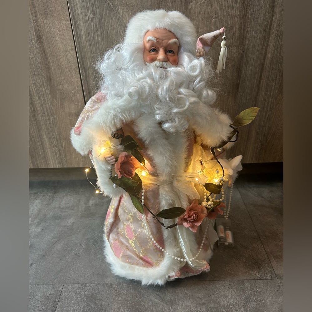 SAN FRANCISCO MUSIC BOX MUSICAL XL SANTA FIGURINE 20" ROSES LIGHT UP